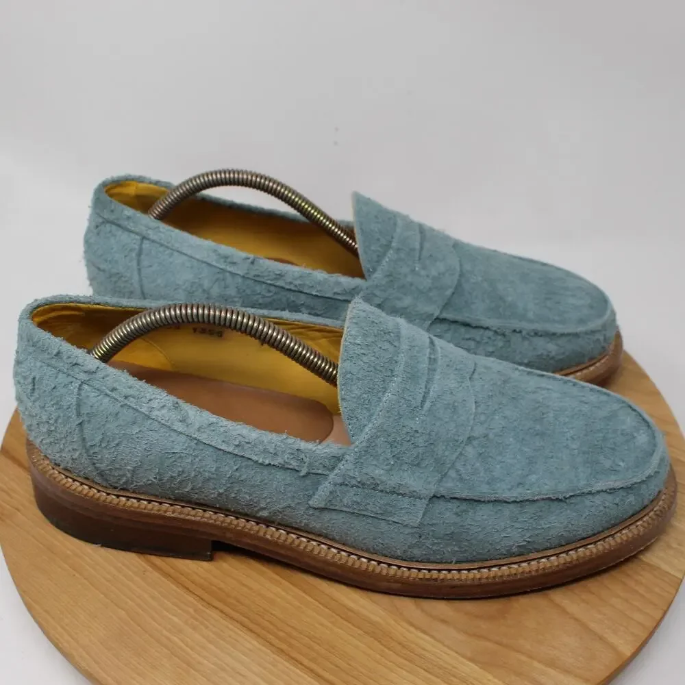 Blackstock & Weber Shoes Mens 11 Ellis Penny Loafers Blue Suede Goodyear Welted - Picture 1 of 11